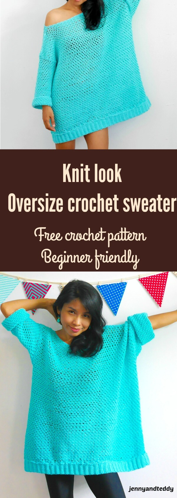 Free Crochet Sweater Patterns Knit Look Oversize Crochet Sweater Free Pattern