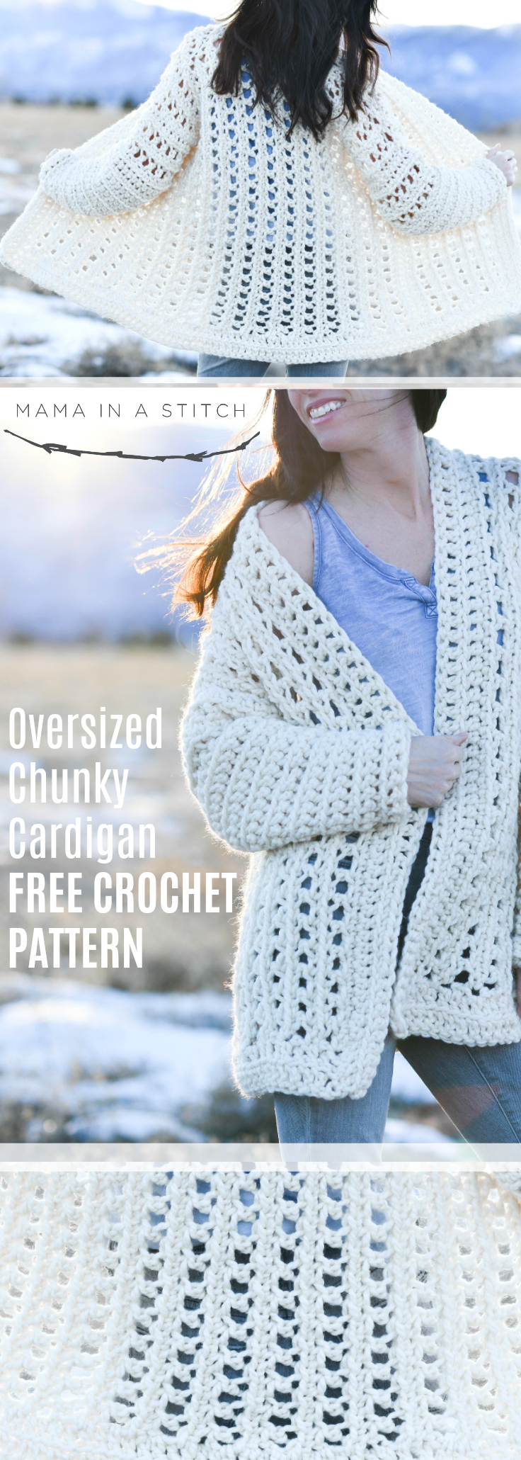 Free Crochet Sweater Patterns Light Snow Oversized Cardigan Crochet Free Pattern Mama In A Stitch