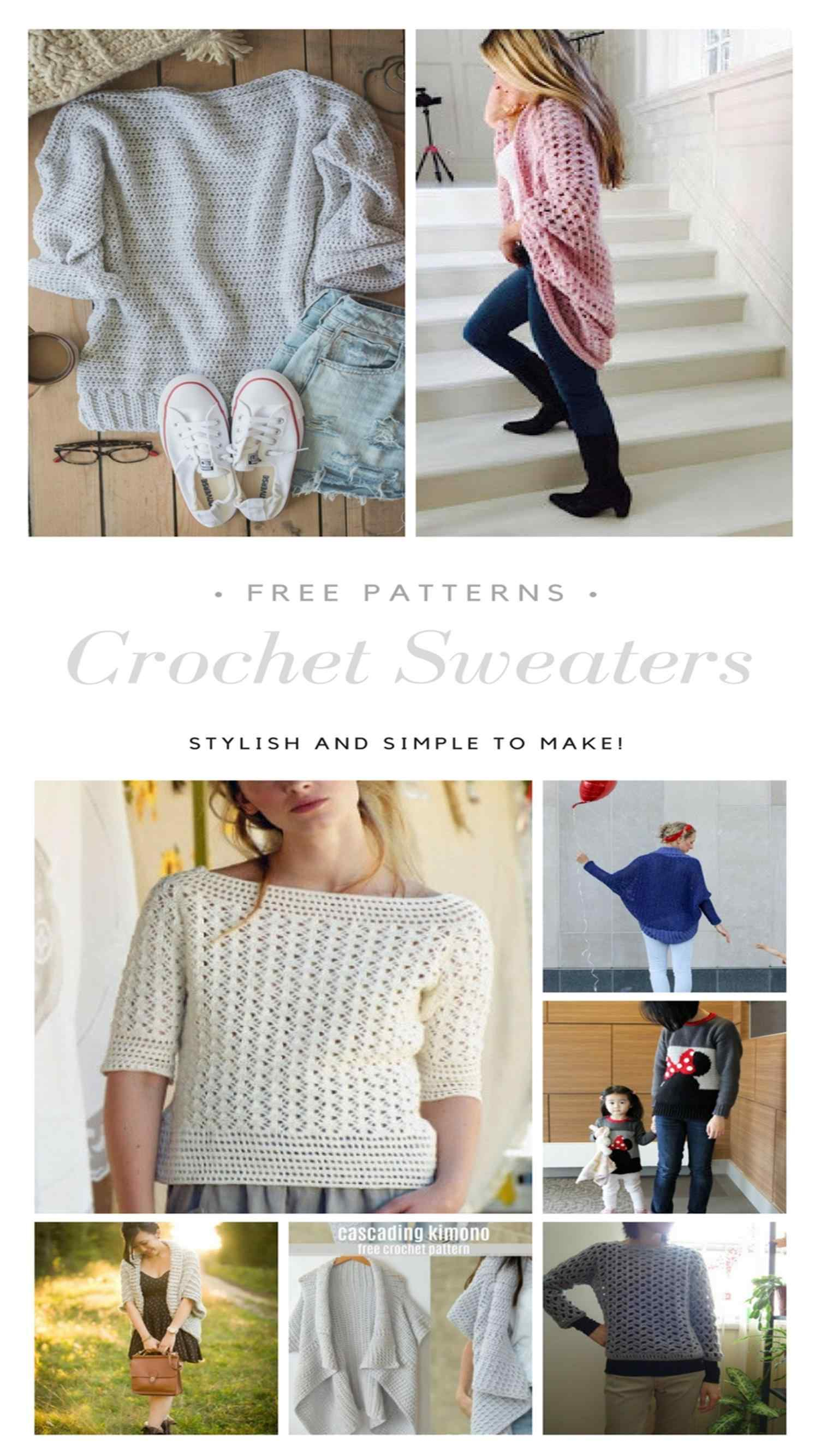 Free Crochet Sweater Patterns To Easy Pullover Top Pattern Rhyoutubecom Cocoon Cardigan Pinterest