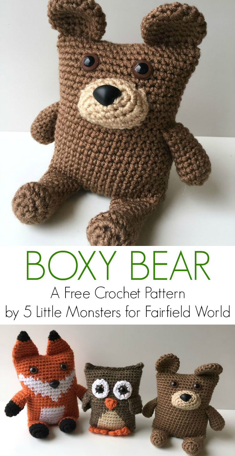 Free Crocheting Patterns 5 Little Monsters Boxy Bear