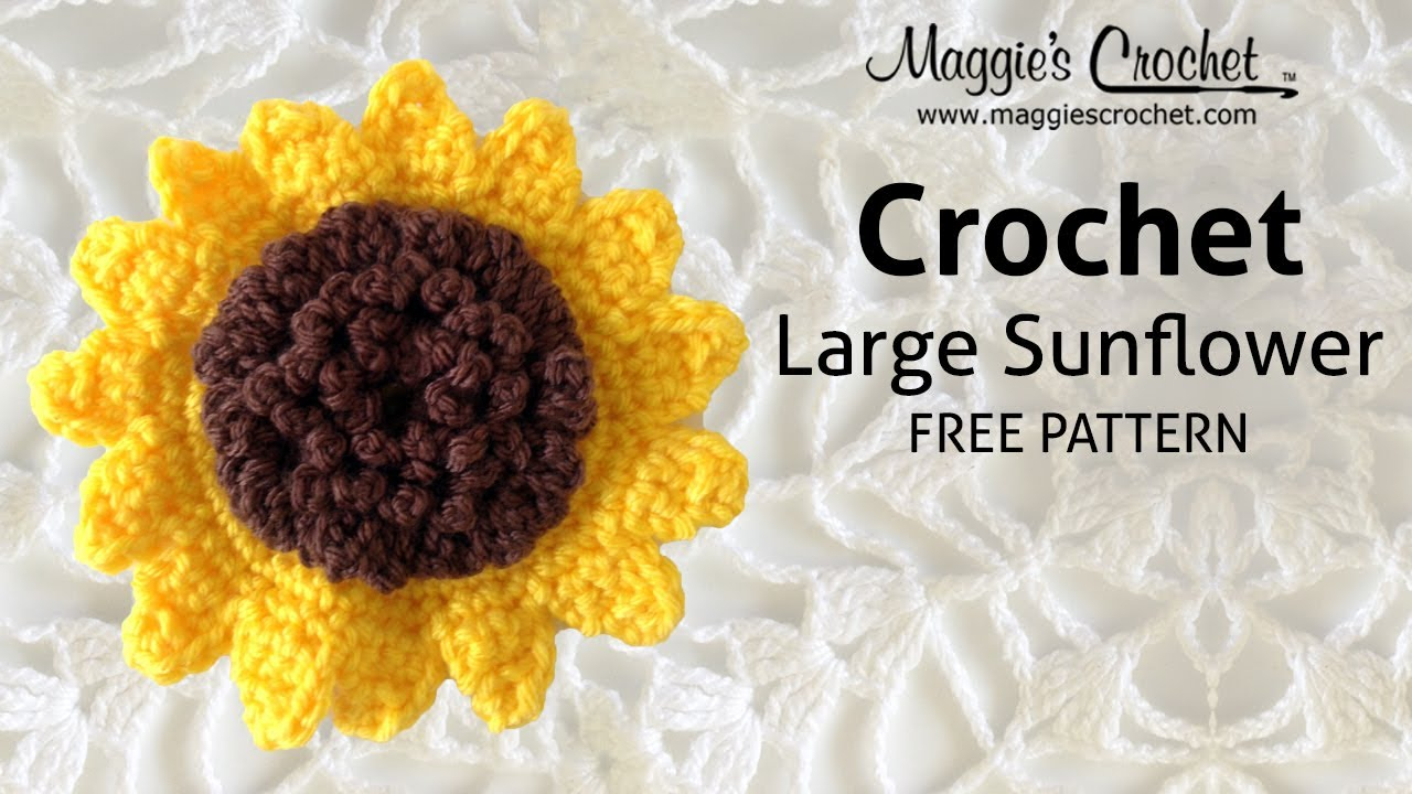 Free Crocheting Patterns Large Sunflower Free Crochet Pattern Right Handed Youtube