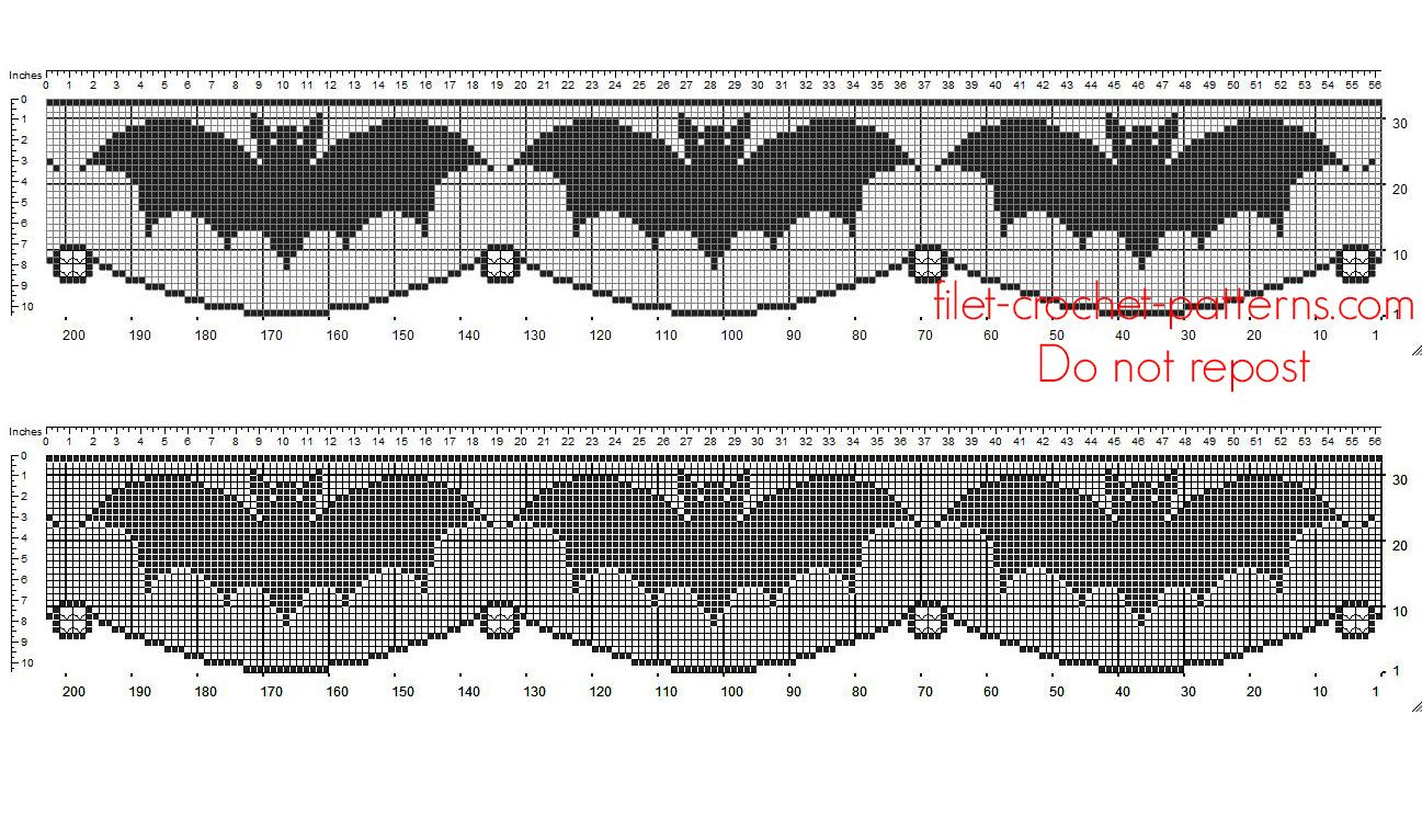 Free Filet Crochet Patterns Crochet Filet Pattern Halloween Border With Bats Free Filet