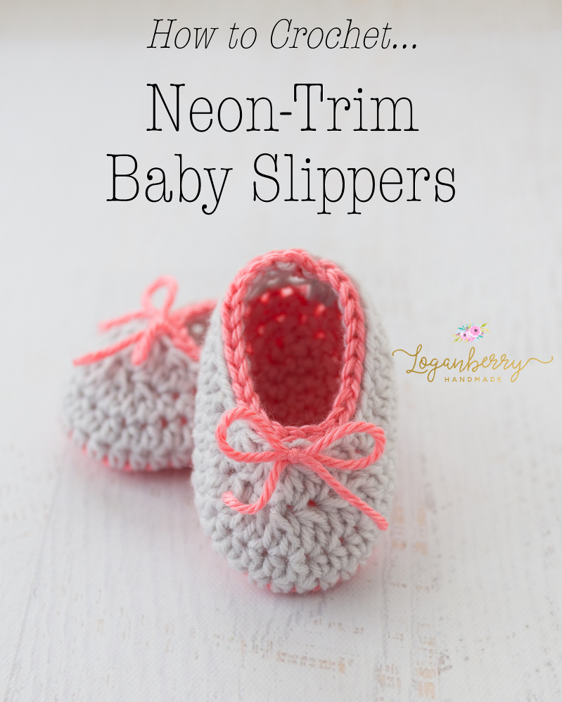 Free Pattern For Baby Sandals To Crochet Neon Trim Ba Slippers Free Crochet Pattern Loganberry Handmade