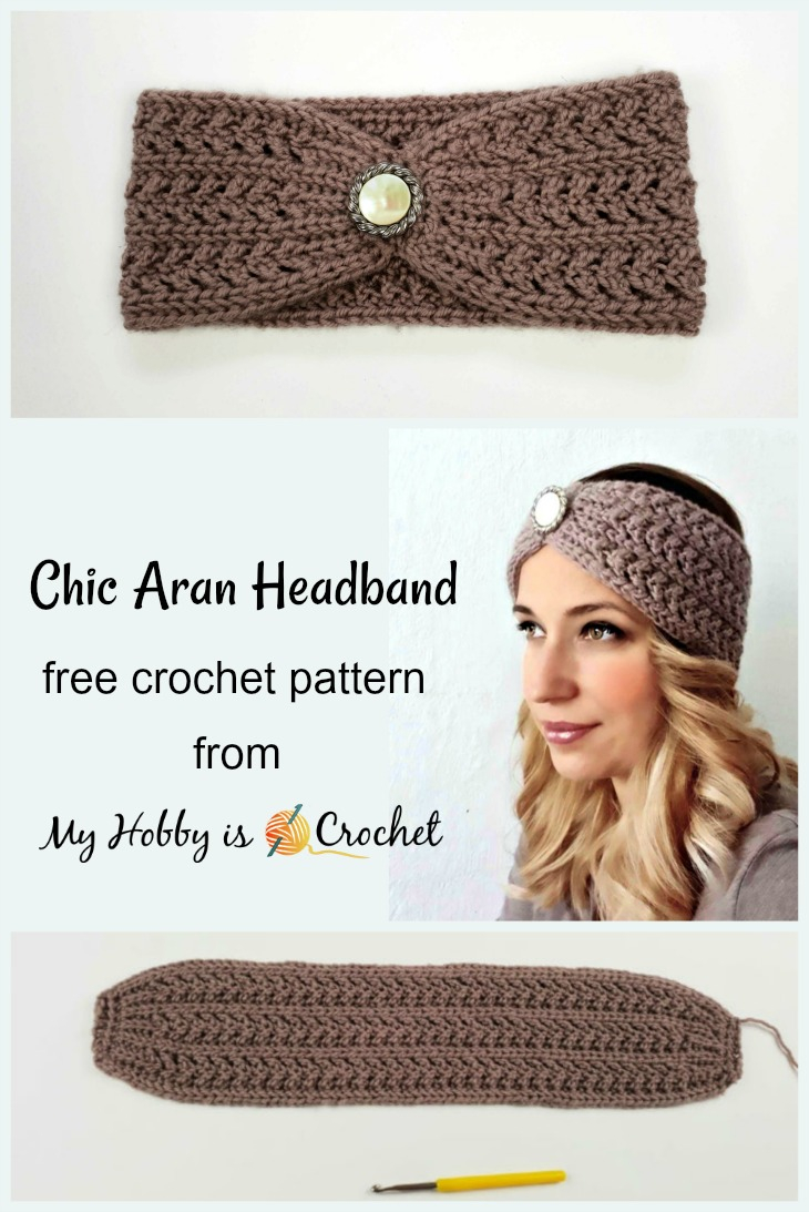 Hair Band Crochet Pattern My Hob Is Crochet Chic Aran Headband Earwarmer Free Crochet