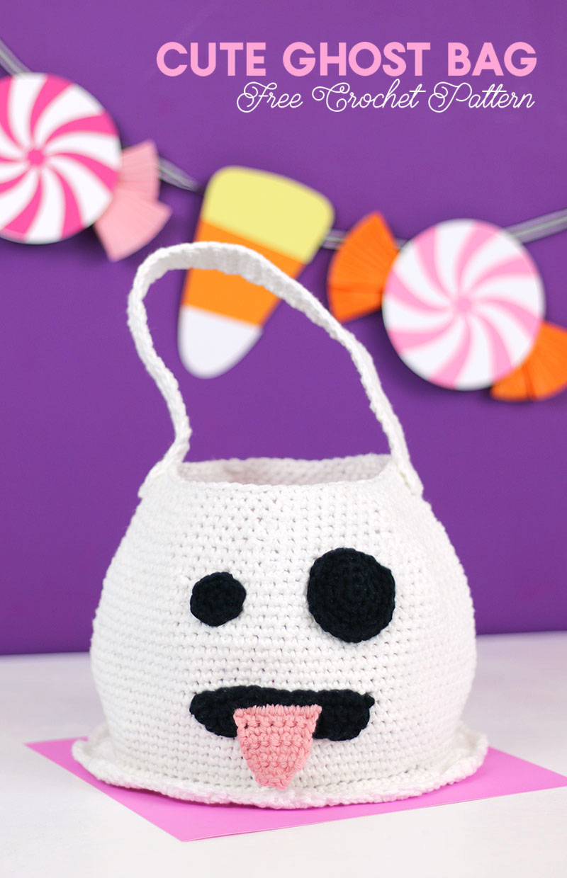 Halloween Crochet Patterns Cute Crochet Emoji Ghost Bag Free Halloween Crochet Pattern