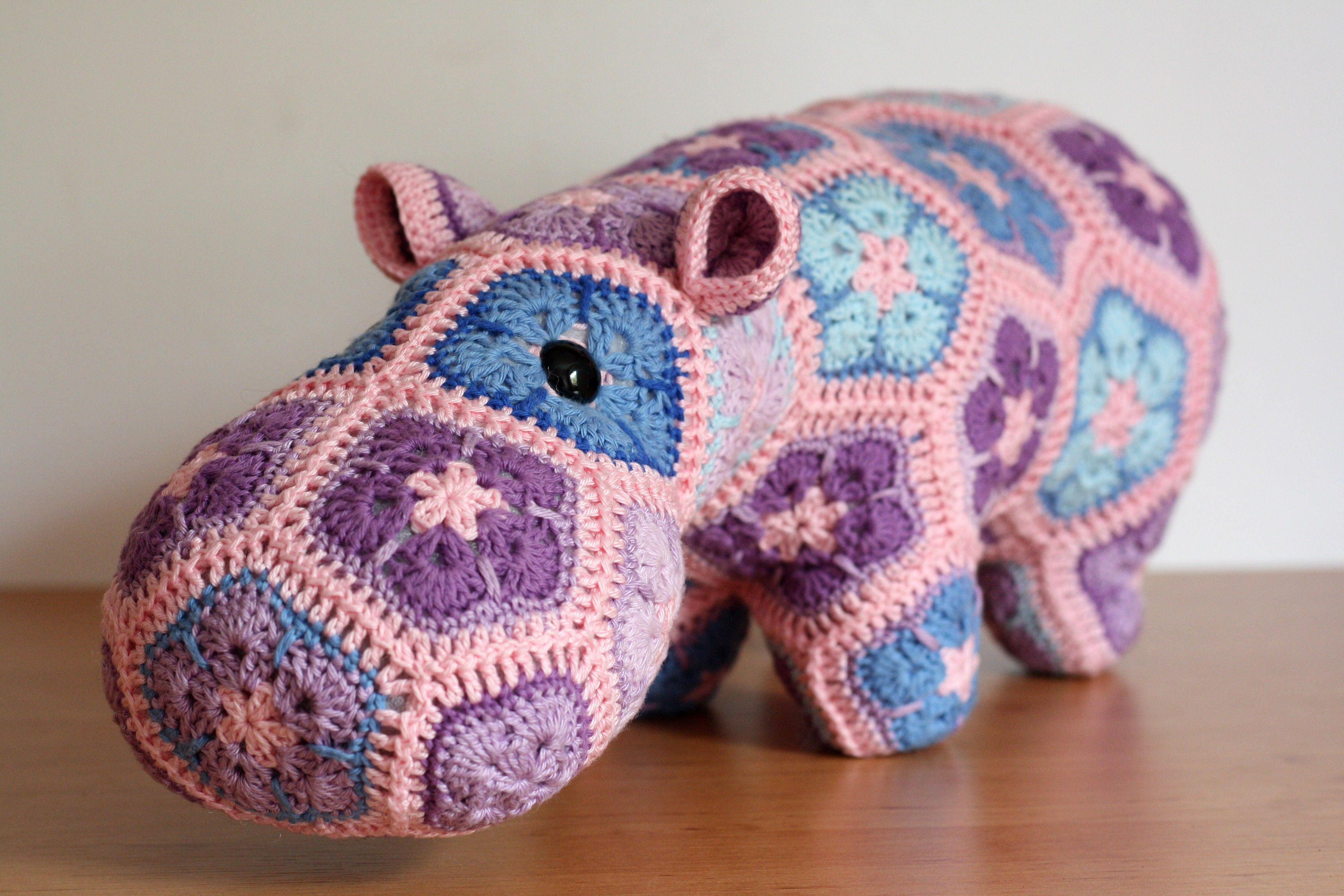 Happy Hippo Crochet Pattern Free Happypotamus The Happy Hippo African Flower Crochet Toy Pattern