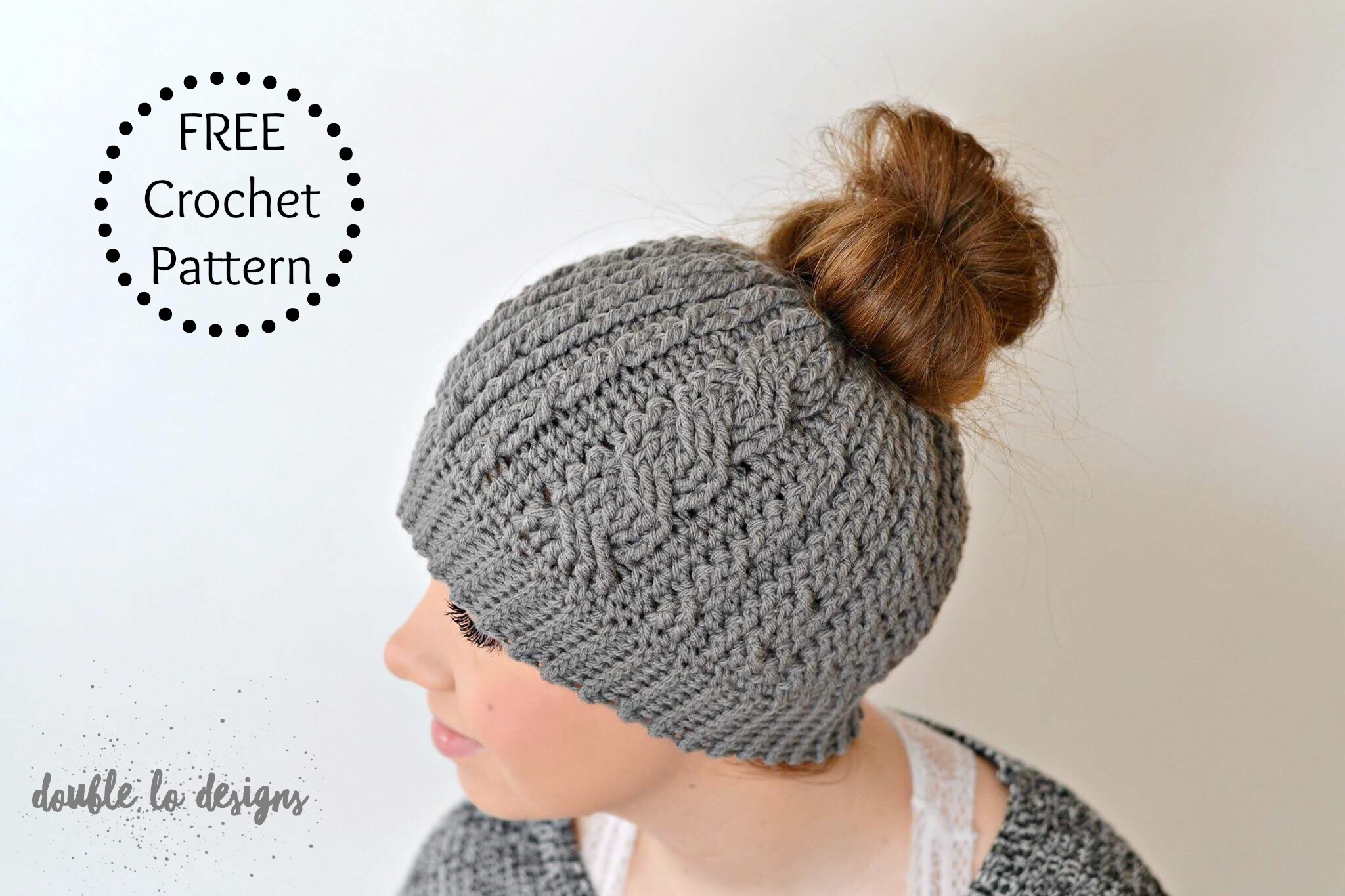 Hat Crochet Pattern Free Crochet Pattern Crochet Cabled Messy Bun Hat Adult Sizes