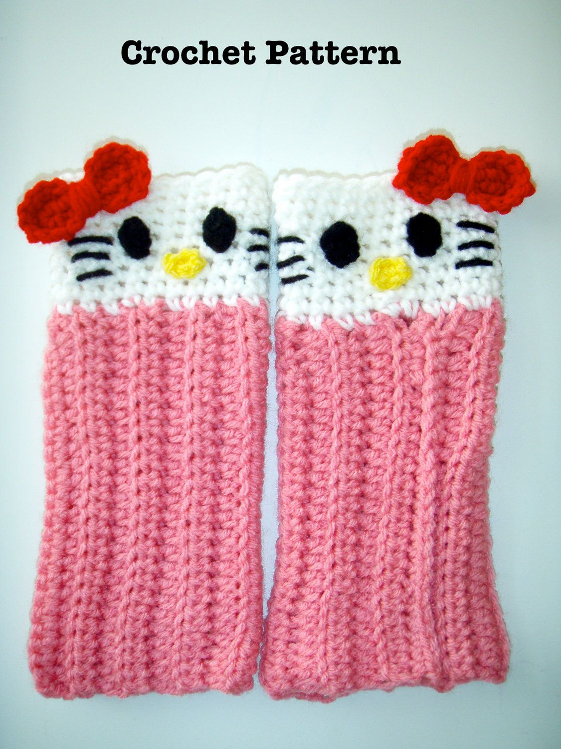 Hello Kitty Fingerless Gloves Crochet Pattern Crochet Hello Kitty Leg Warmers Got The Hatgot The Gloves