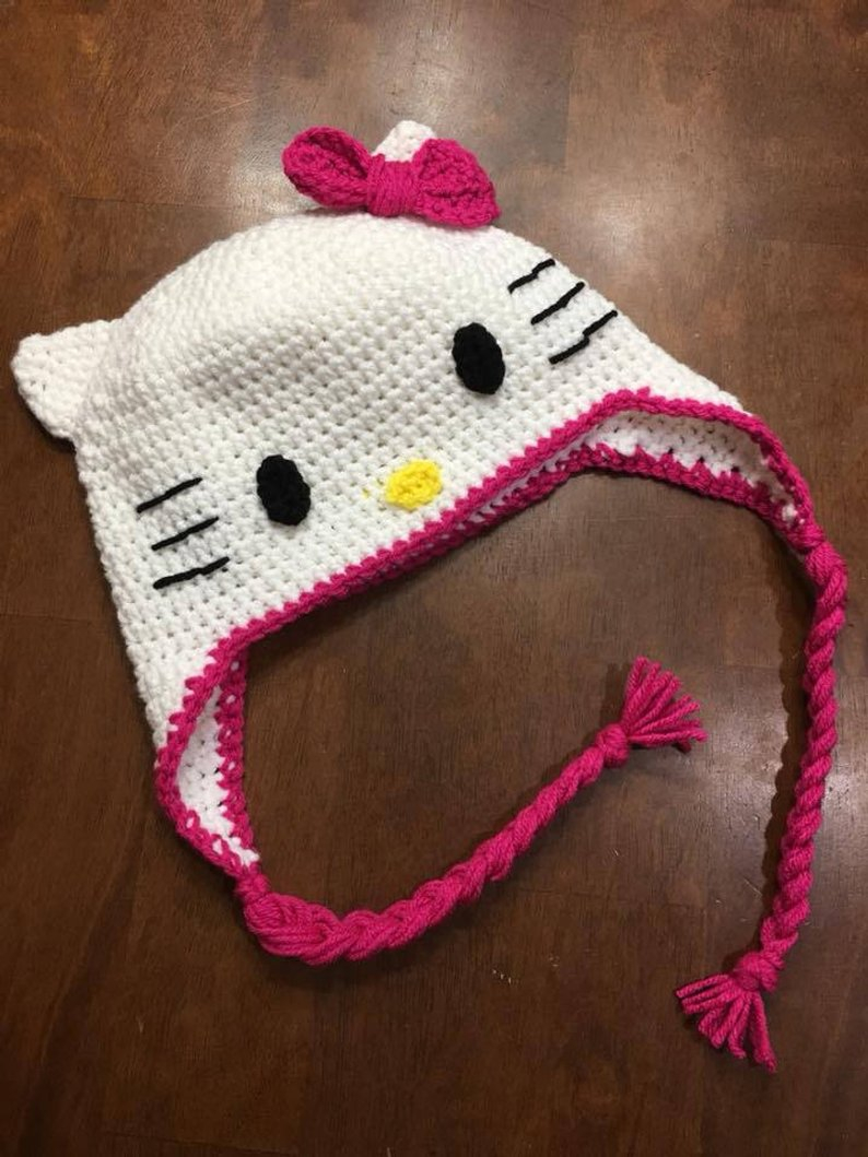 Hello Kitty Fingerless Gloves Crochet Pattern Hello Kitty Crochet Hat Etsy