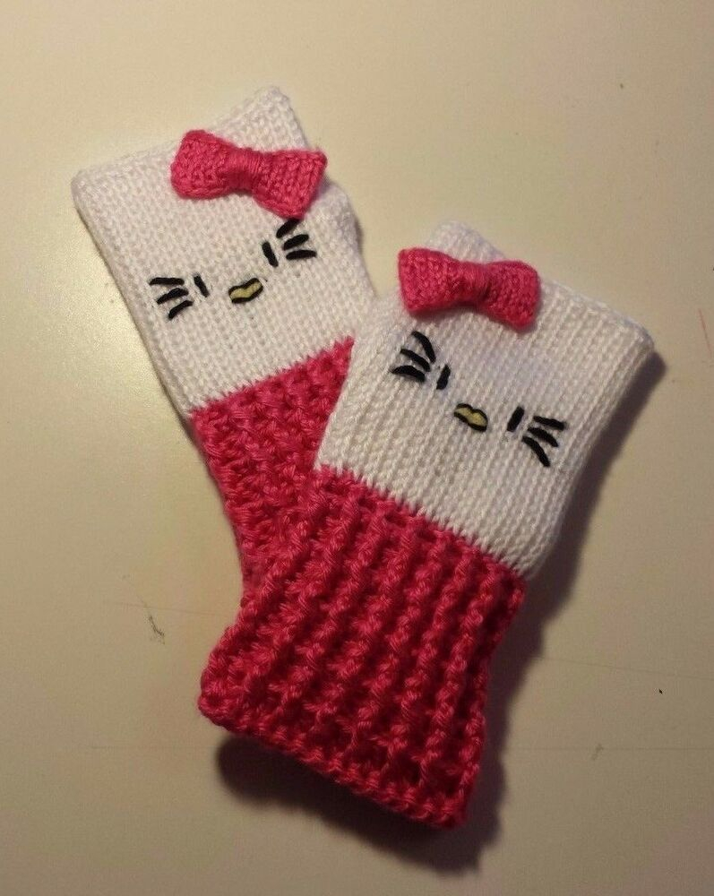 Hello Kitty Fingerless Gloves Crochet Pattern Hello Kitty New Womens Handmade Crochet Fingerless Tech Gloves Ebay