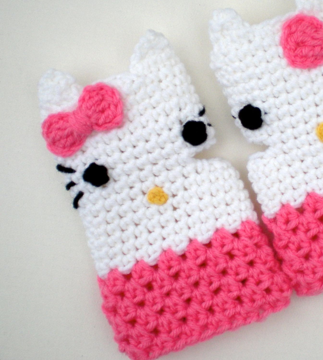 Hello Kitty Fingerless Gloves Crochet Pattern Pattern Kitty Gloves Fingerless Mitts Toddler Kid Teen Adult