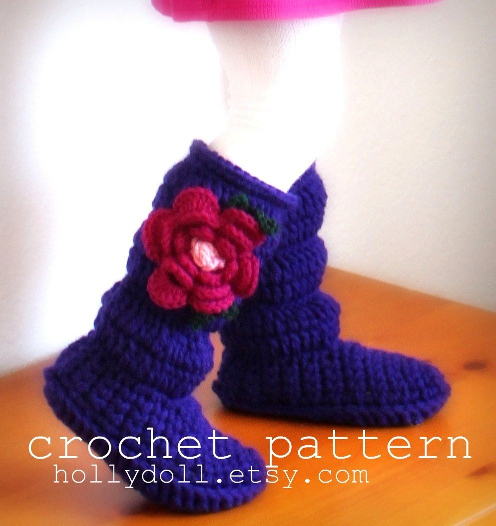 Hollydoll Crochet Boot Slippers Pattern Crochet Pattern Toddler Slipper Boots Boys And Girls Us Etsy