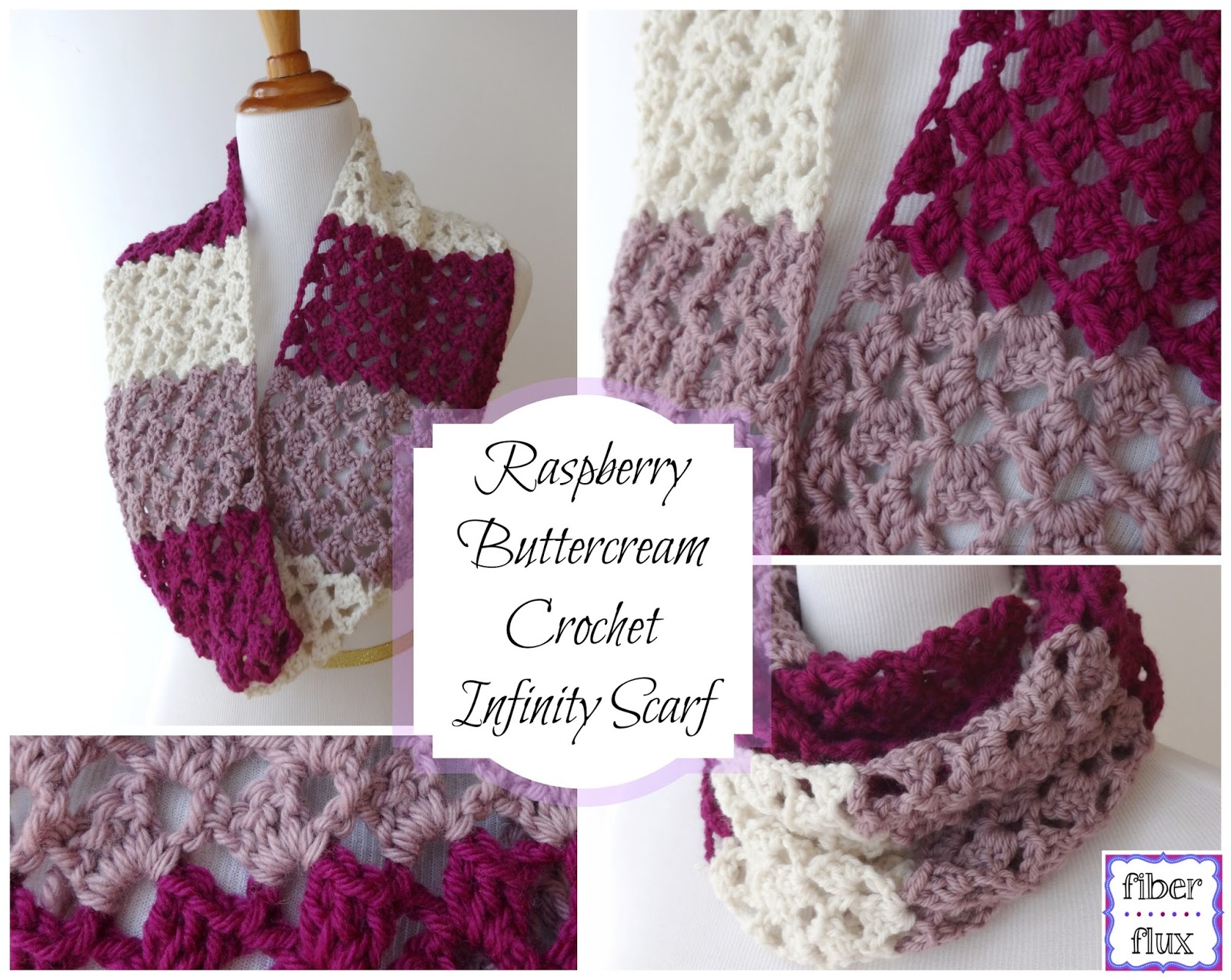 Infinity Crochet Scarf Pattern Fiber Flux Free Crochet Patternraspberry Buttercream Infinity Scarf