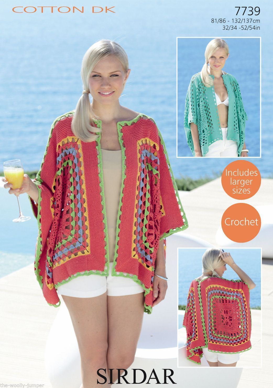 Kimono Crochet Pattern 7739 Sirdar Cotton Dk Kimono Jacket Crochet Pattern To Fit 32 To 54
