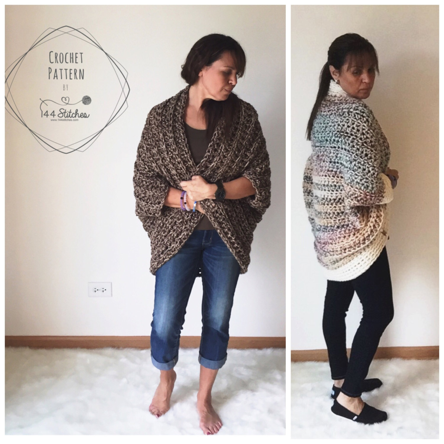 Kimono Crochet Pattern Set Of Two Patterns For Crochet Shrugs Crochet Sweater Etsy