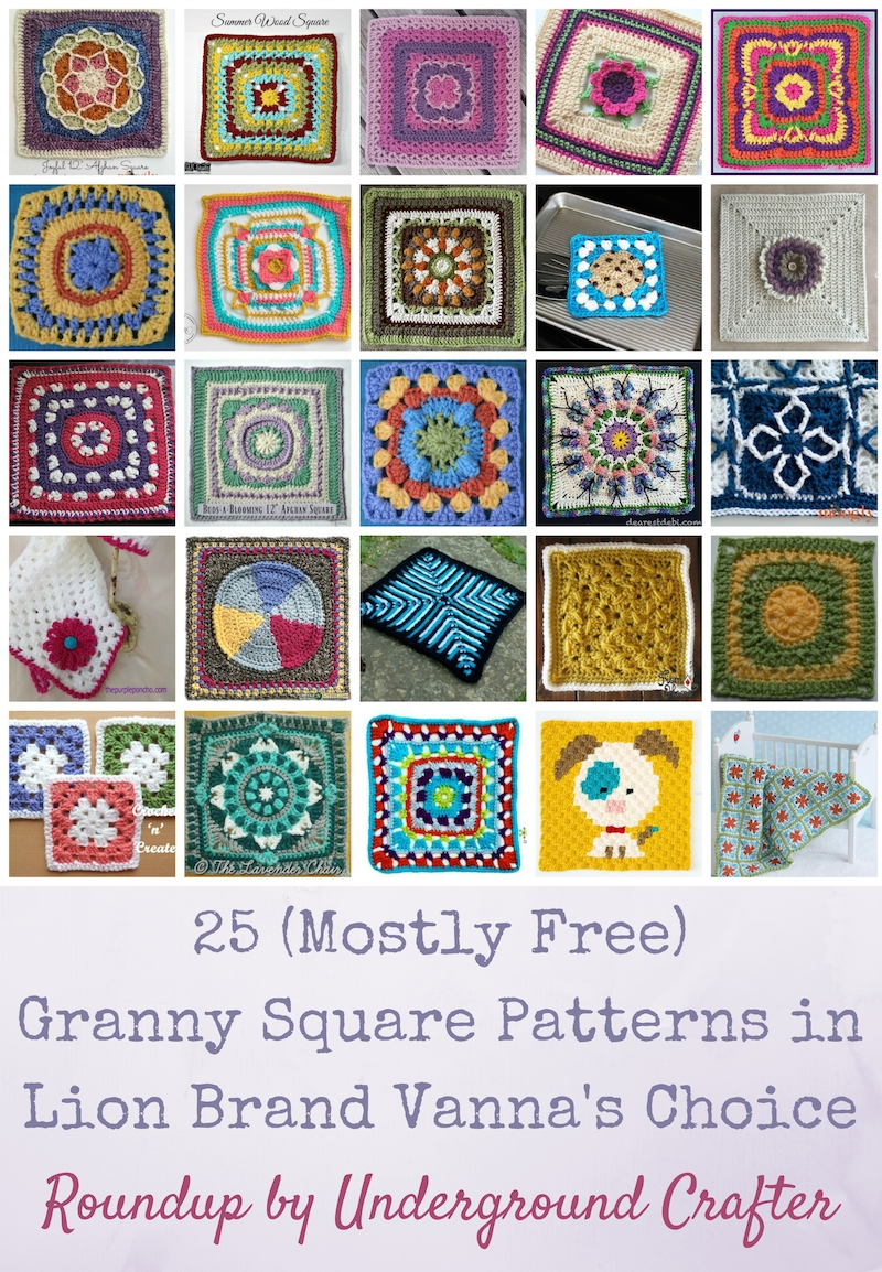 Lion Brand Free Crochet Patterns 25 Mostly Free Granny Square Patterns In Lion Brand Vannas Choice