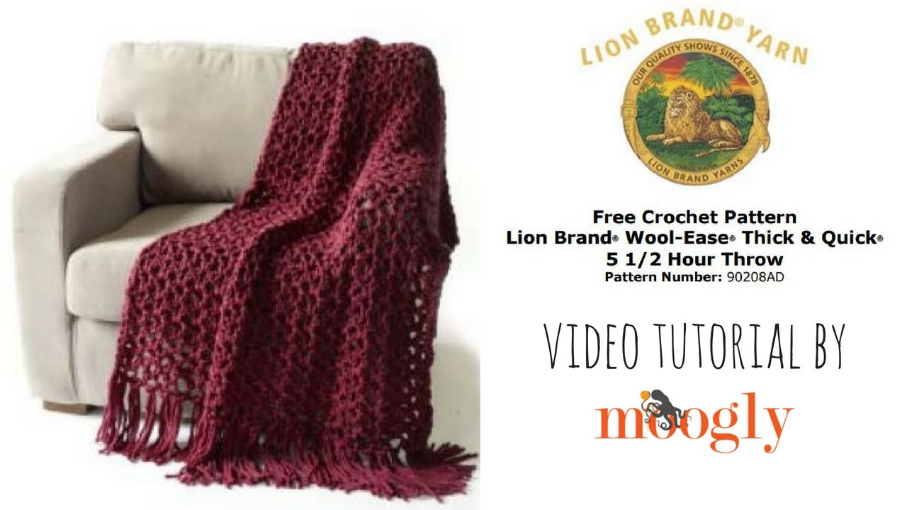 Lion Brand Free Crochet Patterns How To Crochet Lion Brand Yarns 5 12 Hour Throw Youtube
