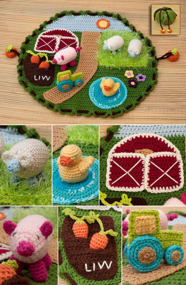 Lionbrand.Com Free Crochet Patterns Free Crochet Pattern From Lion Brand Down On The Farm Playmat Www
