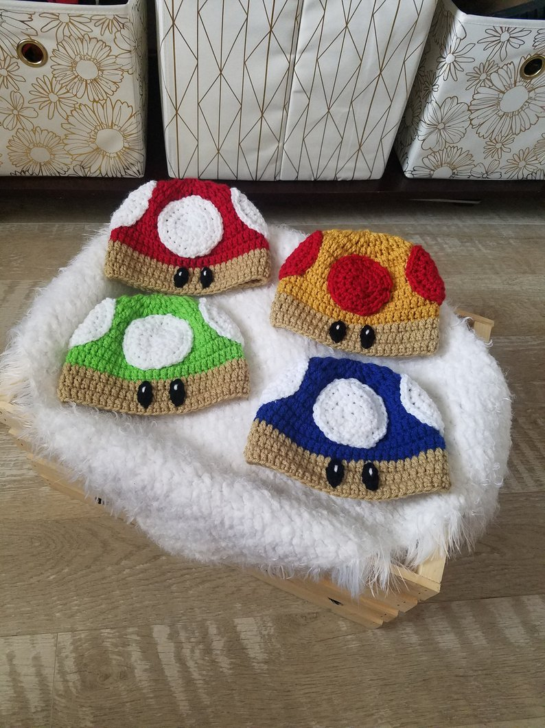 Mario Hat Crochet Pattern Crochet Super Mario Inspired Mushroom Hat Mario Hat Crochet Etsy