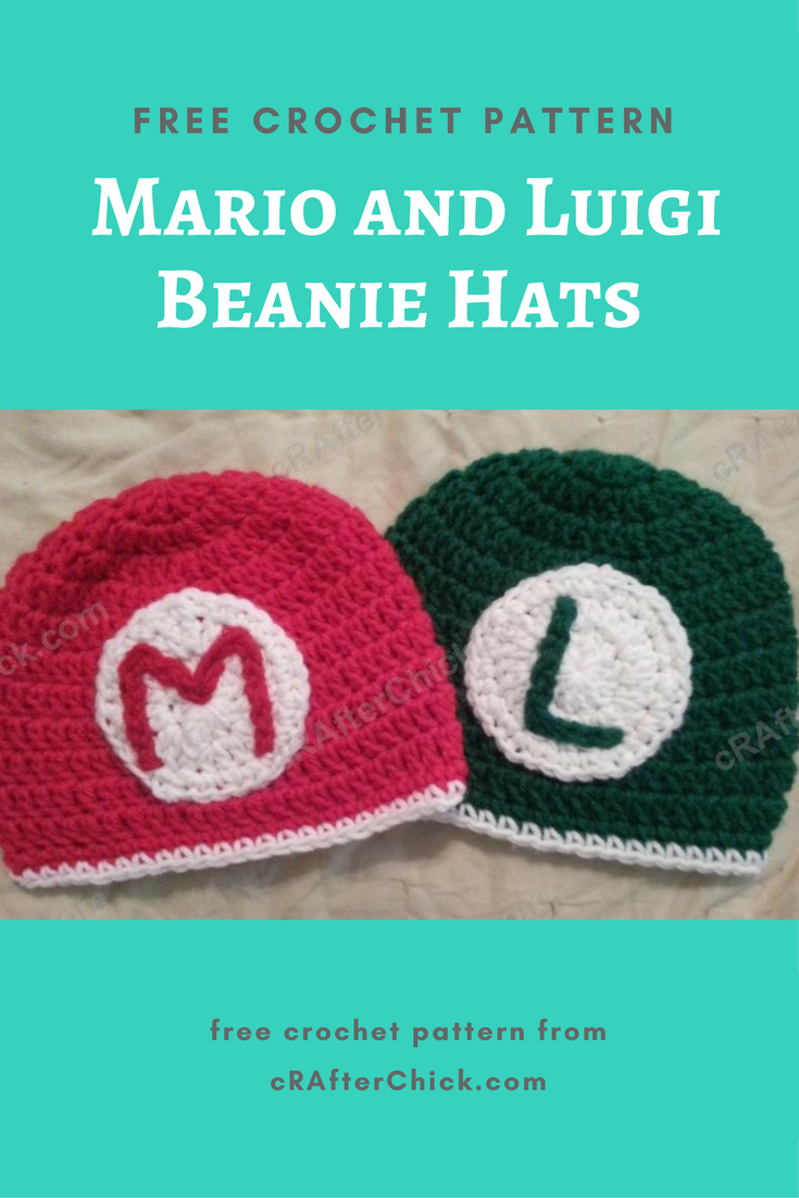Mario Hat Crochet Pattern Mario And Luigi Beanie Hats Crochet Pattern Crafterchick Free