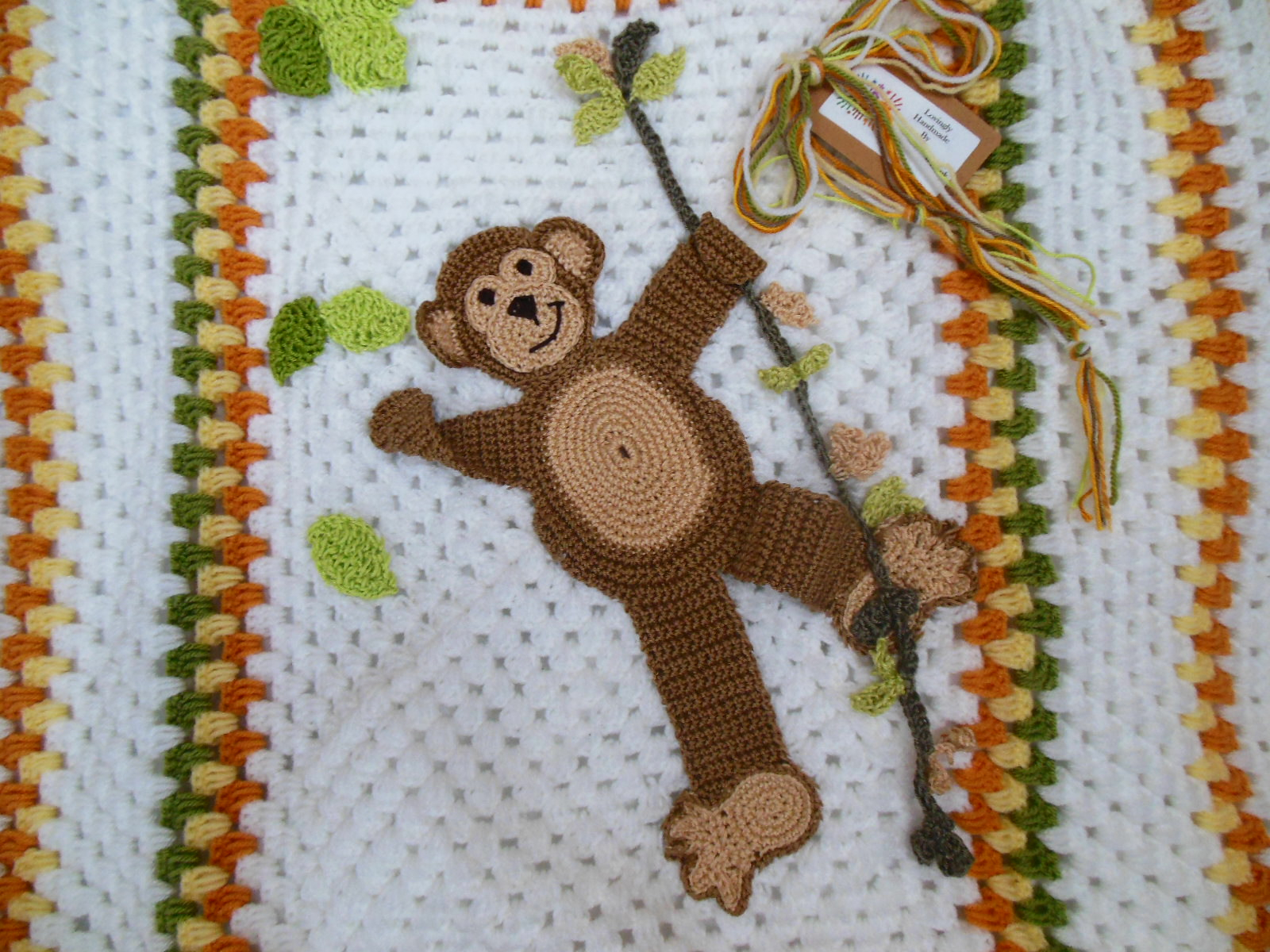 Monkey Blanket Crochet Pattern Crochet Ba Blanket Swinging Monkey Animal Blanket