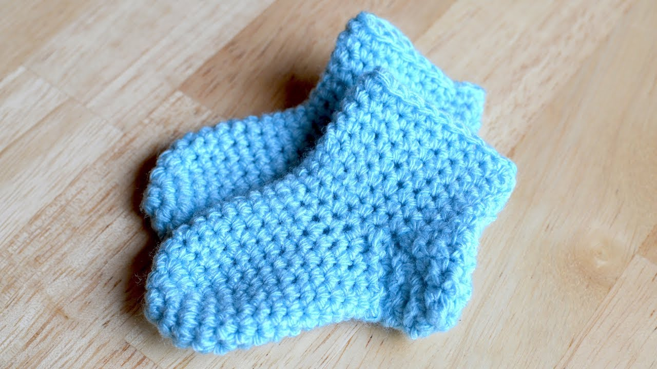 Pattern For Crochet Socks Ba Newborn Socks Crochet Pattern Woolpedia Youtube