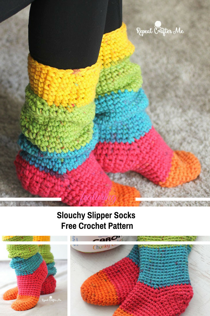 Pattern For Crochet Socks Quick And Easy Slouchy Slipper Socks Free Pattern Knit And