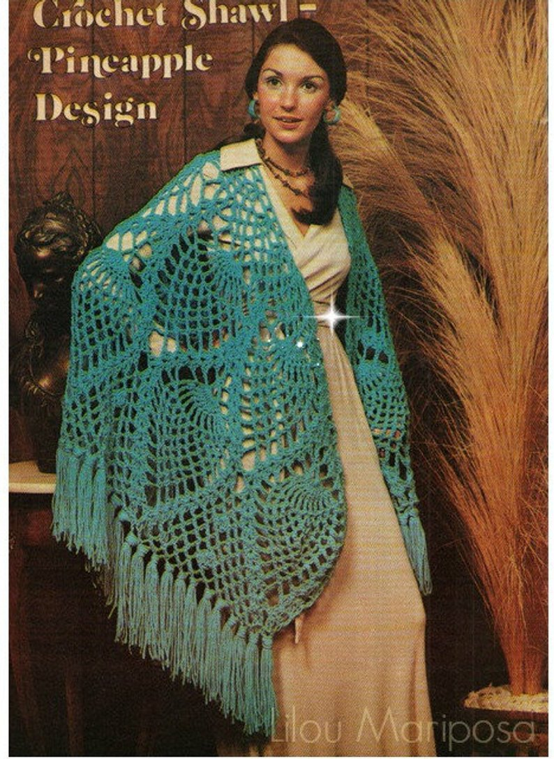 Pineapple Crochet Shawl Pattern Crochet Shawl Pattern Vintage 70s Crochet Shawl Pineapple Etsy