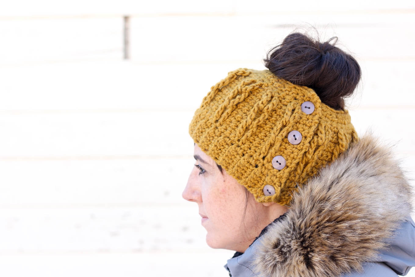 Ponytail Crochet Hat Pattern Free Crochet Bun Beanie With Faux Cables Free Pattern And Video Tutorial