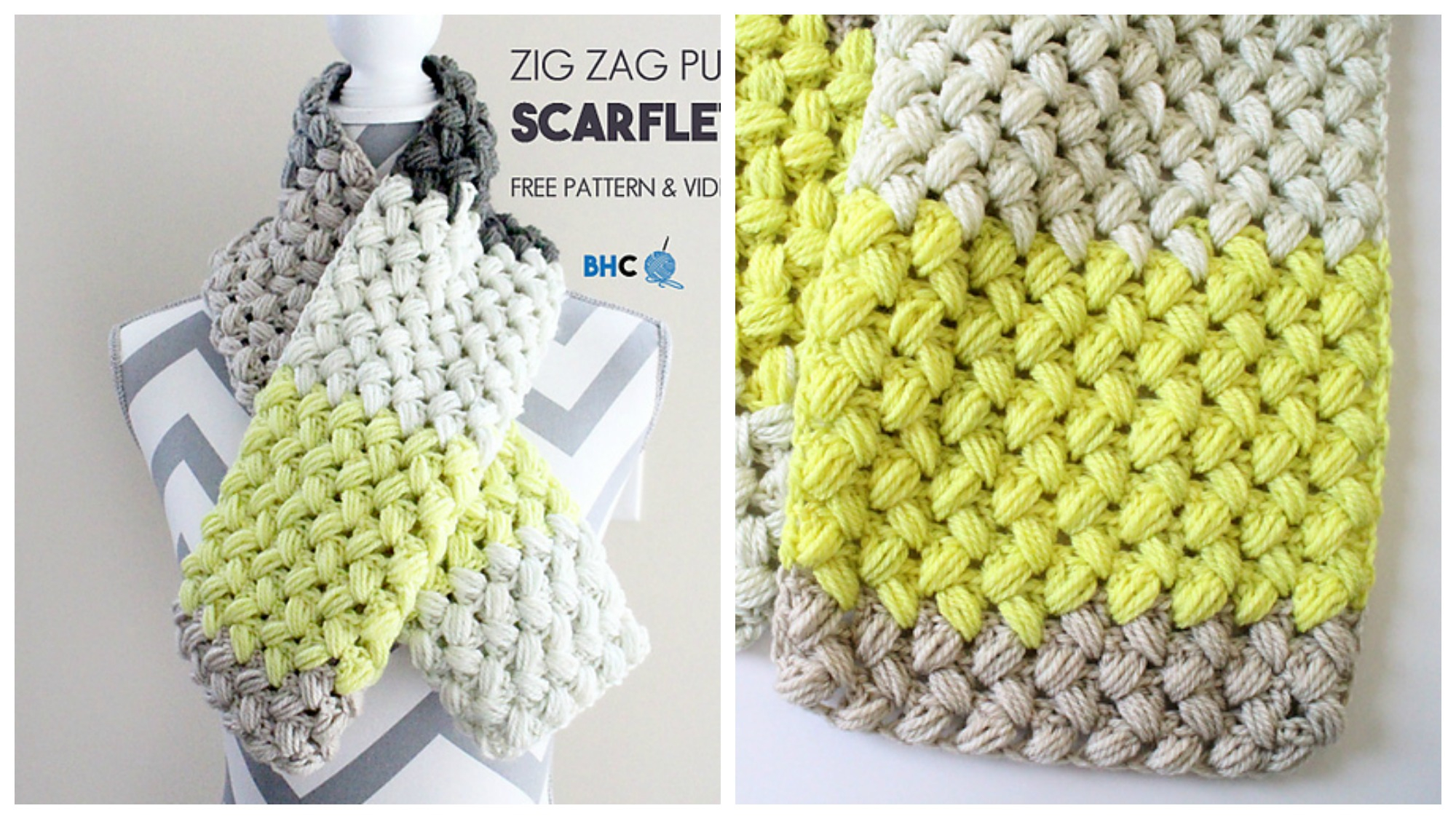 Puff Stitch Scarf Crochet Pattern Crochet Zig Zag Puff Stitch Pretty Ideas