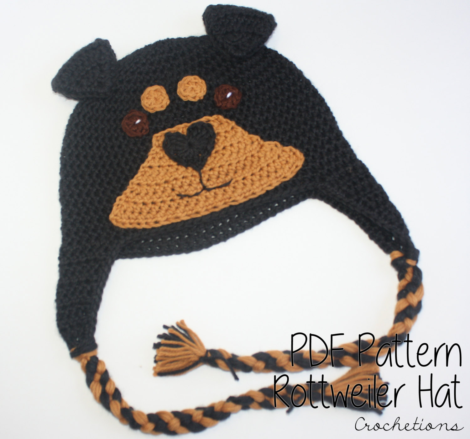 Puppy Dog Crochet Hat Pattern Crochet Pattern Rottweiler Hat Dog Breed Beanie Puppy Etsy
