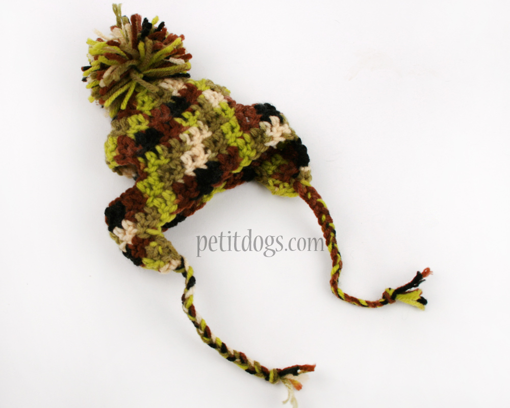 Puppy Dog Crochet Hat Pattern Crochet Winter Dog Hat Cute Green Camo With Ear Flaps Pet It Dog