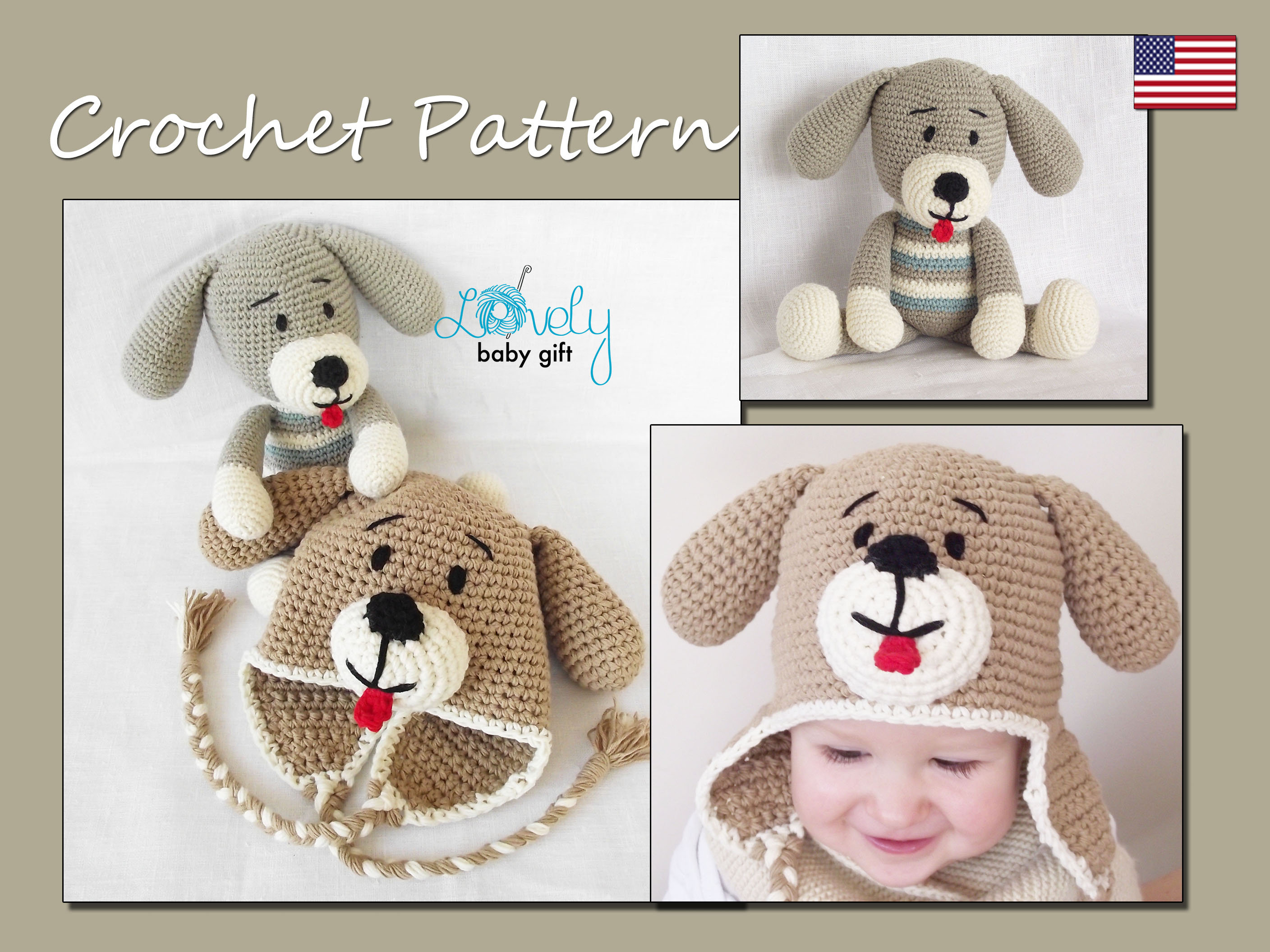 Puppy Dog Crochet Hat Pattern Puppy Dog Hat And Puppy Doll Crochet Patterns Set Crochet Etsy