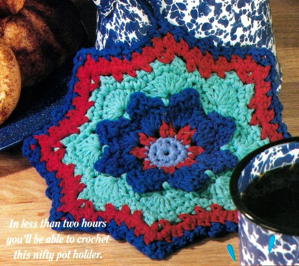 Quick And Easy Crochet Patterns Quick Easy Reversible Cotton Pot Holdercrochet Pattern