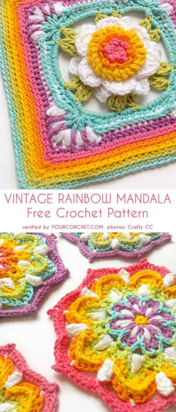 Ravelry Patterns Crochet Knitting Patterns Ravelry Vintage Rainbow Mandala Free Crochet