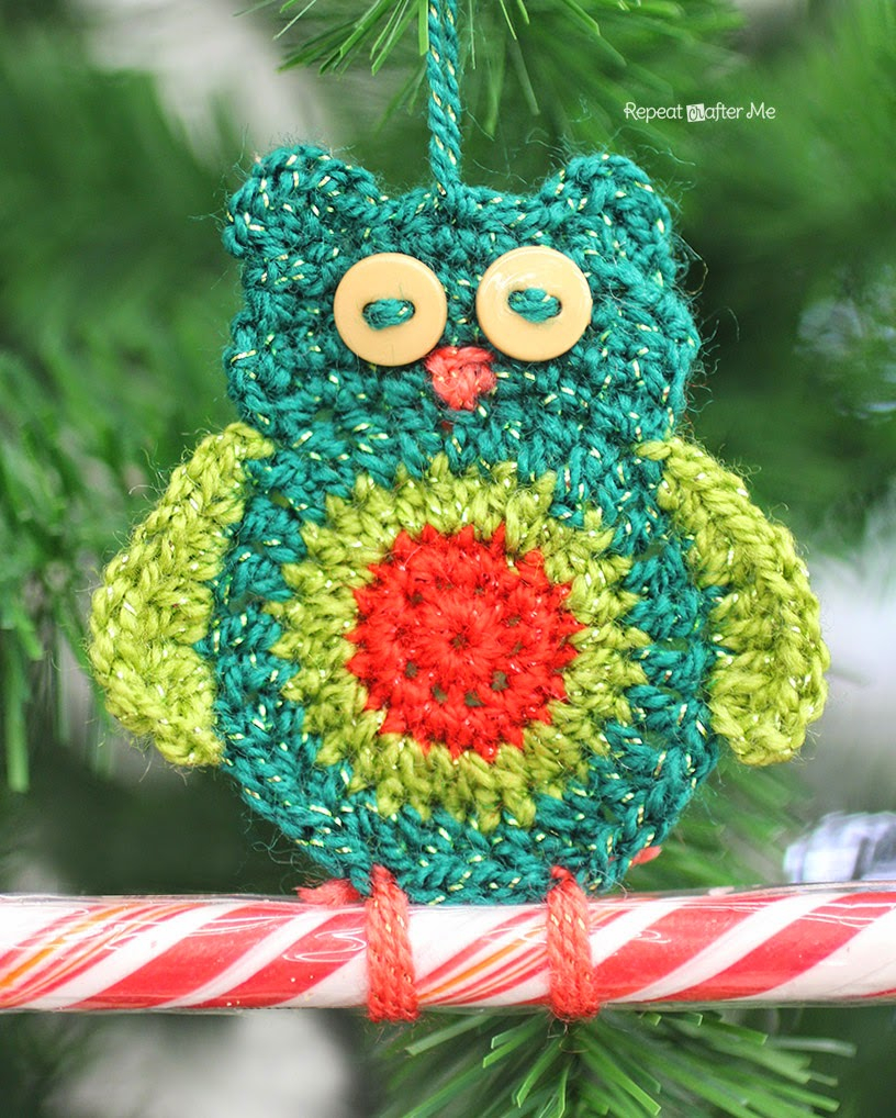 Repeat Crafter Me Crochet Owl Hat Pattern Crochet Owl Candy Cane Ornament Free Crochet Pattern