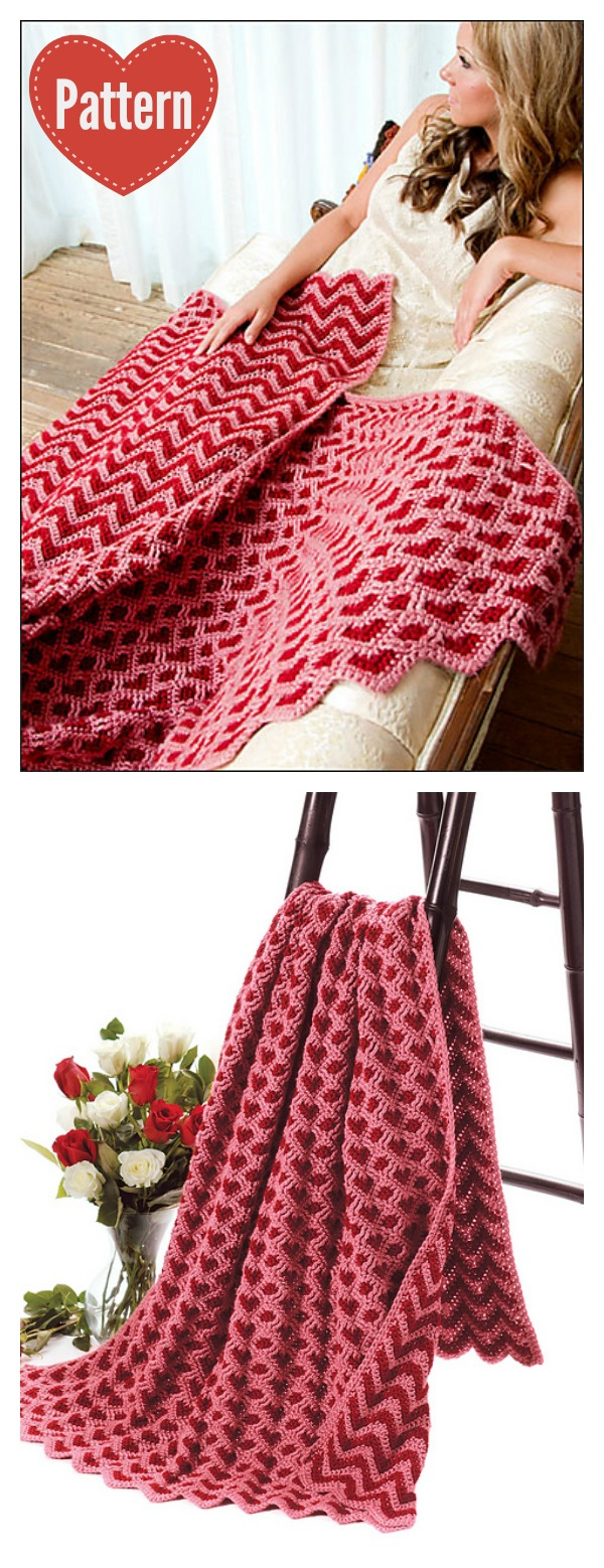 Ripple Pattern Crochet Sweetheart Ripple Afghan Blanket Crochet Pattern
