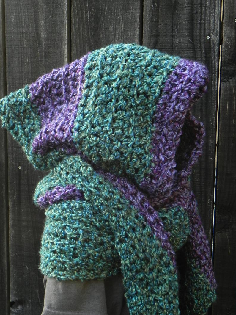 Scoodie Crochet Pattern Easy Crochet Pattern Hooded Scarf Scoodie Hoodie Crochet Etsy