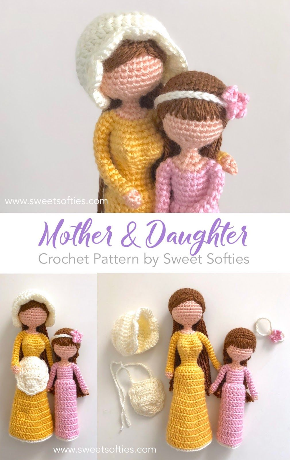 Simple Crochet Doll Pattern Mother Daughter Dolls Inspired Willow Tree Figurines