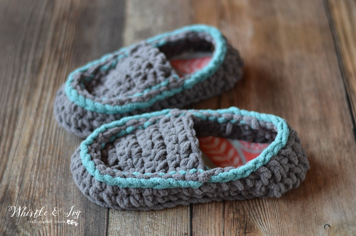 Simple Crochet Slippers Pattern 14 Free Crochet Slipper Patterns Whistle And Ivy
