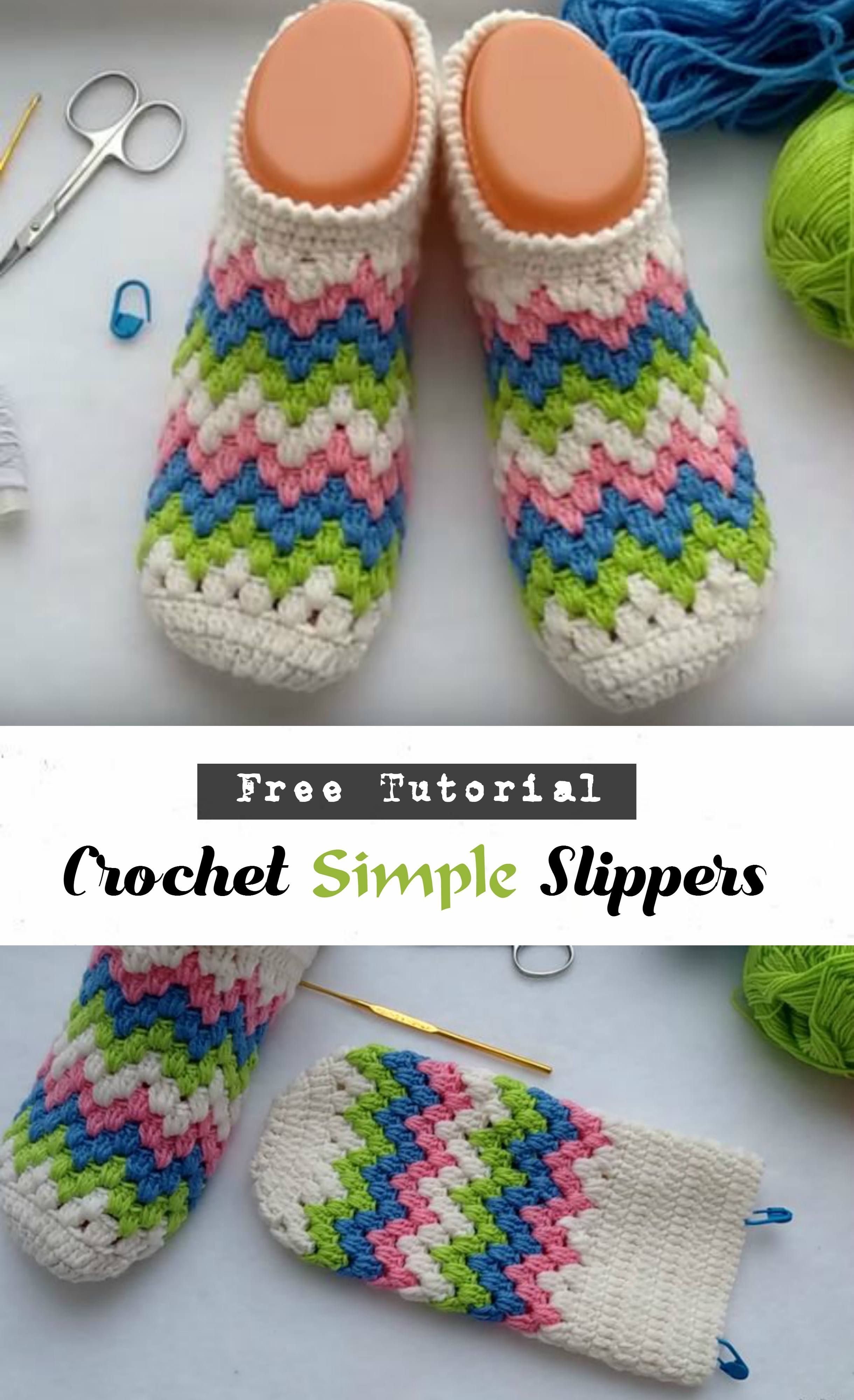 Simple Crochet Slippers Pattern Crochet Simple Slippers Crochet Footwear Pinterest Crochet