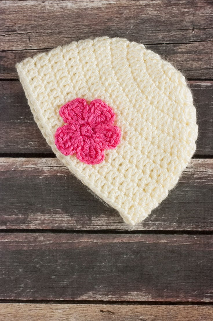 Single Crochet Beanie Pattern Free Simple Ba Hat Pattern With A Flower