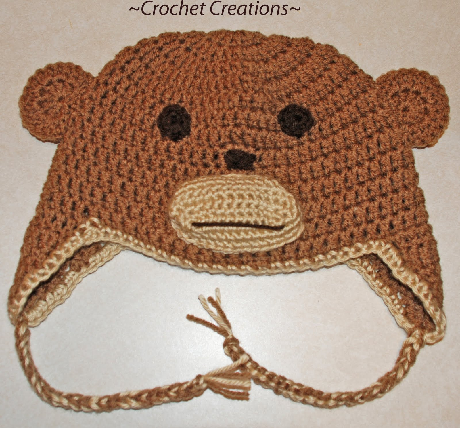 Single Crochet Earflap Hat Pattern Amys Crochet Creative Creations Crochet Monkey Child Ear Flap Hat