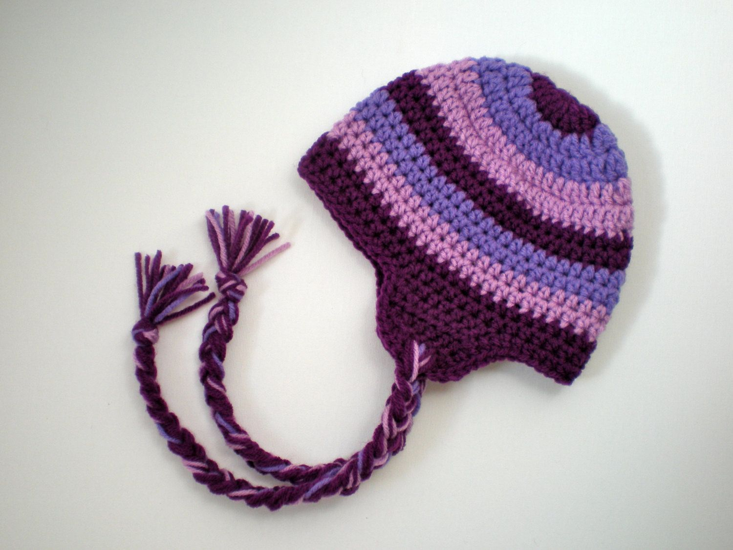 Single Crochet Earflap Hat Pattern Pattern Striped Earflap Hat Easy Crochet Sizes Nb To Adult Pink