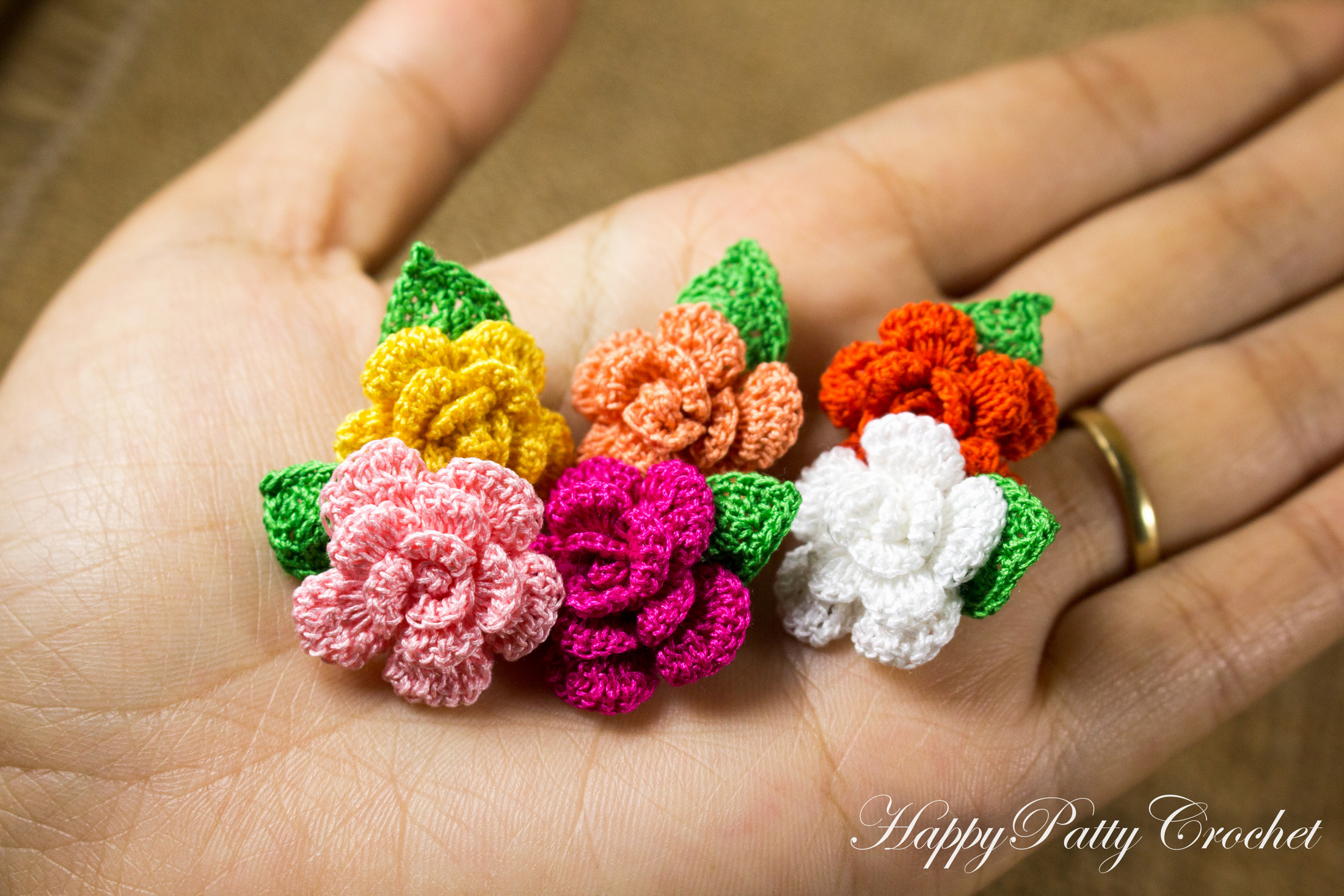 Small Crochet Flower Pattern Crochet Mini Rose Pattern Happy Patty Crochet