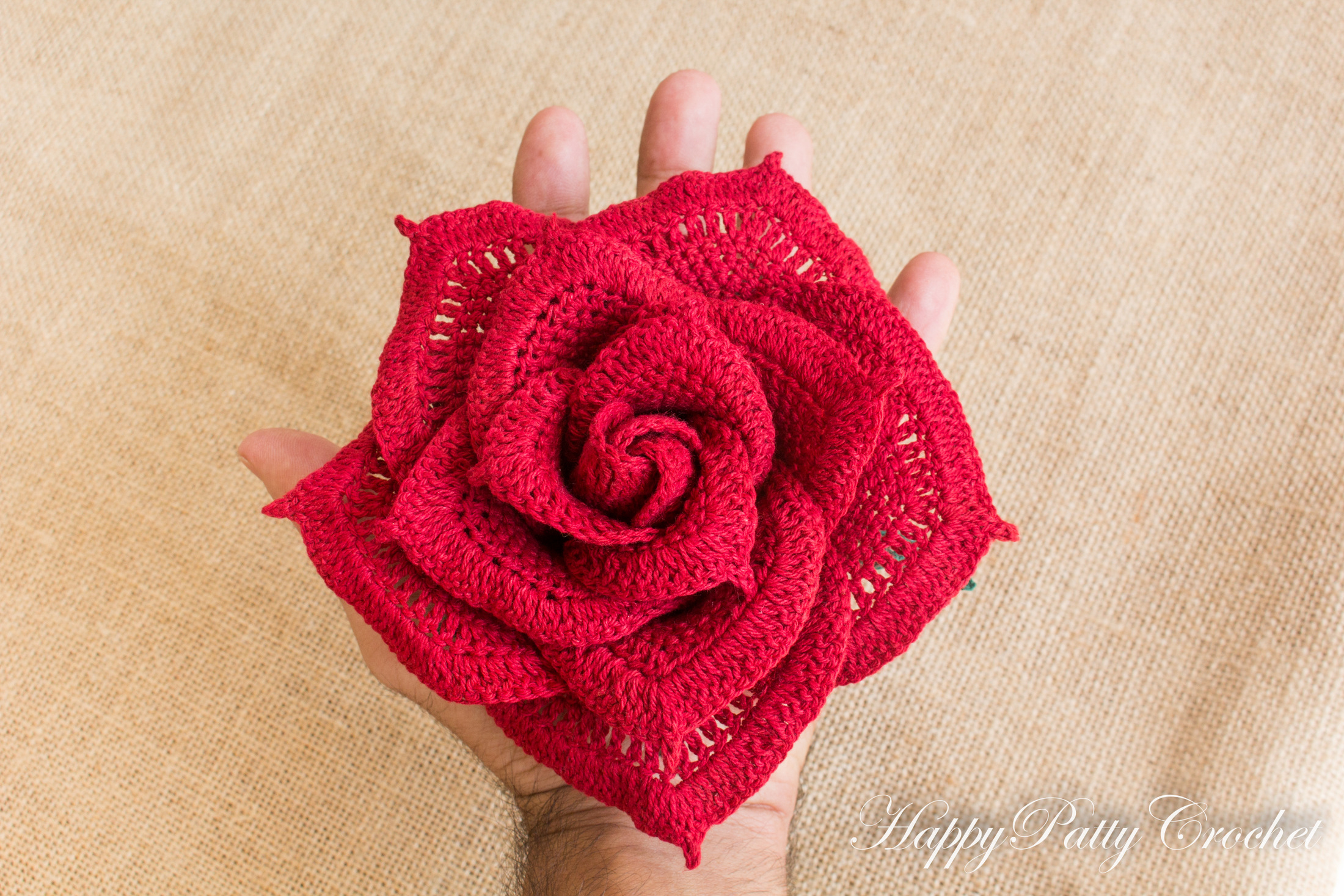 Small Crochet Flower Pattern Large Crochet Rose Pattern Happy Patty Crochet