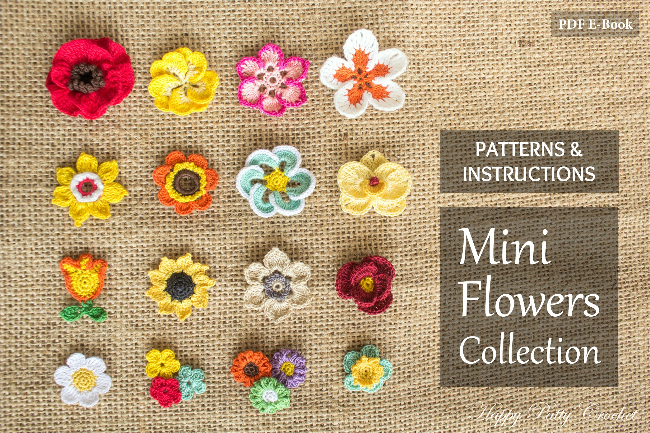 Small Crochet Flower Pattern Mini Crochet Flowers E Book Happy Patty Crochet