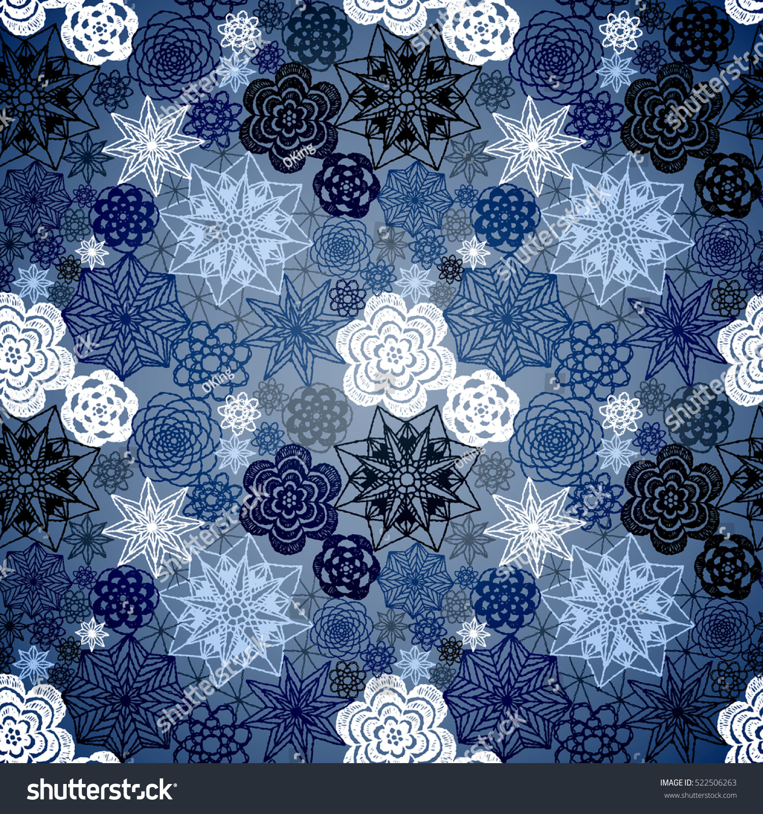 Snowflake Blanket Crochet Pattern Seamless Crochet Flowers Pattern New Year Stock Vector Royalty Free