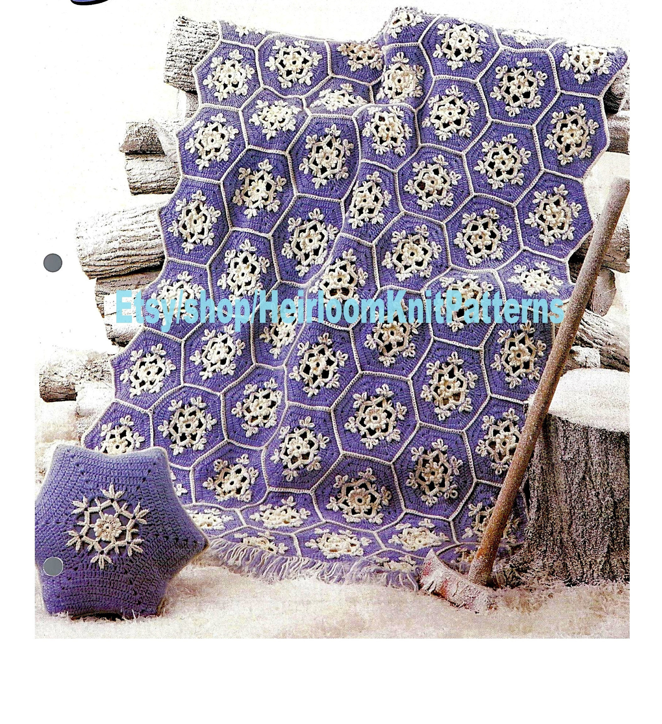 Snowflake Blanket Crochet Pattern Snowflake Afghan And Pillow Crochet Pattern In Worsted Etsy
