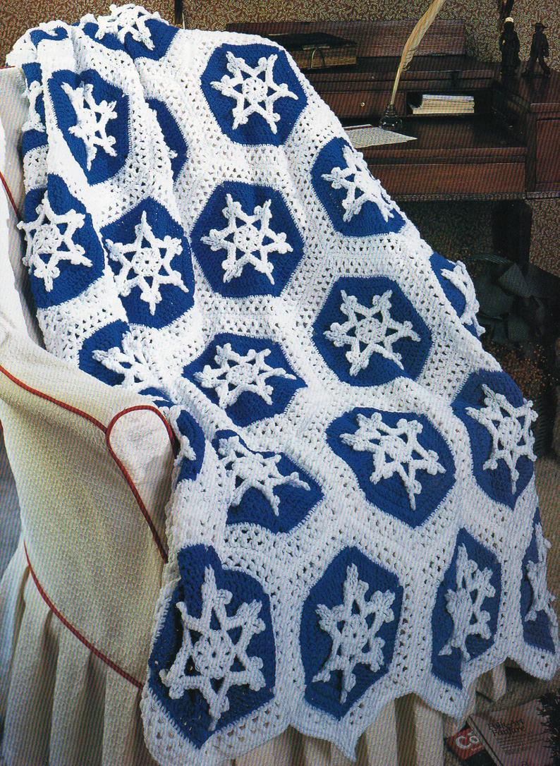 Snowflake Blanket Crochet Pattern Snowflakes Afghan Crochet Pattern Christmas Holiday Afghan Etsy